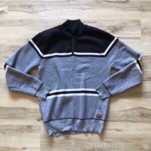 Buffalo David Bitton Black and Gray Mockneck Sweater